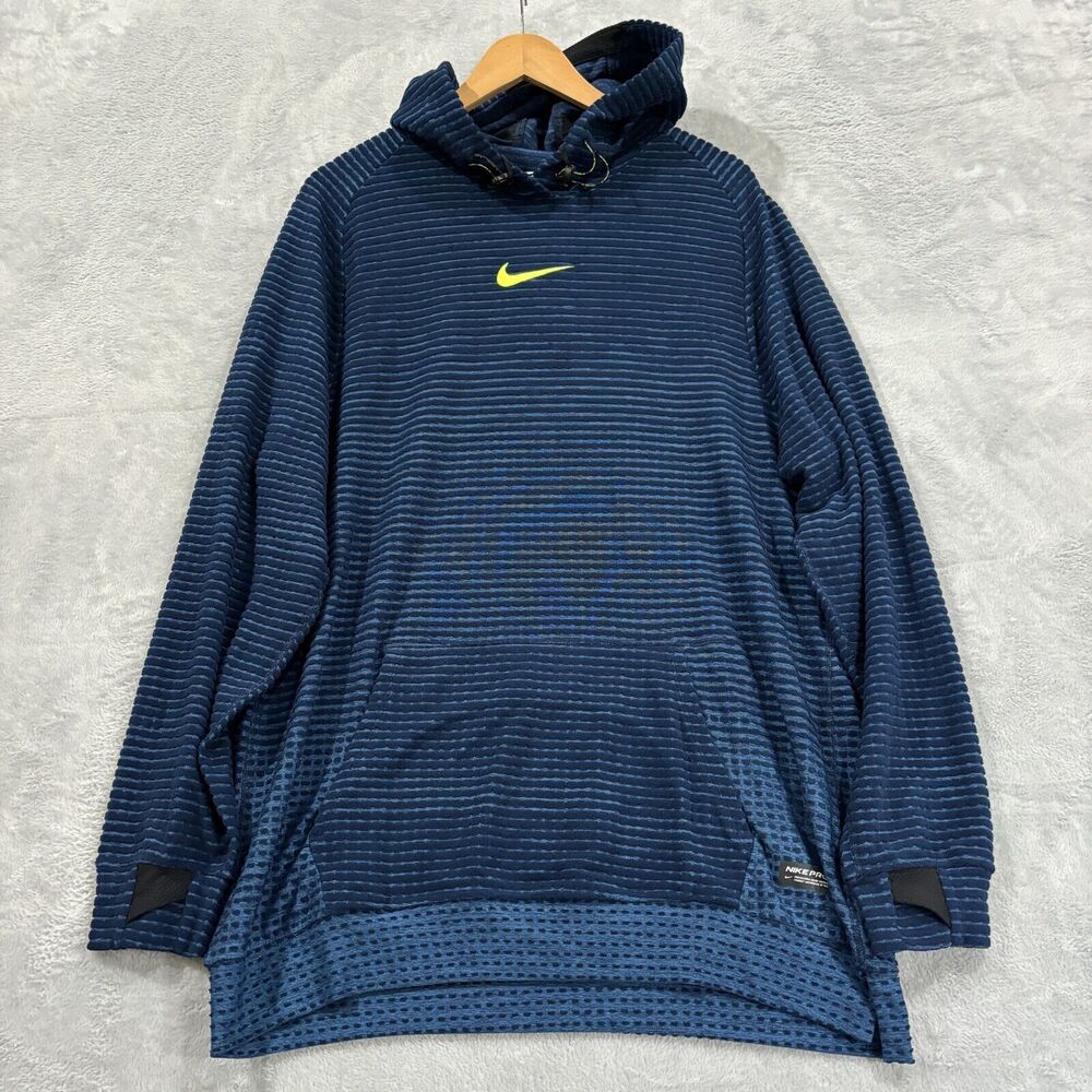 Nike Navy Blue Hoodie with Neon Yellow Swoosh